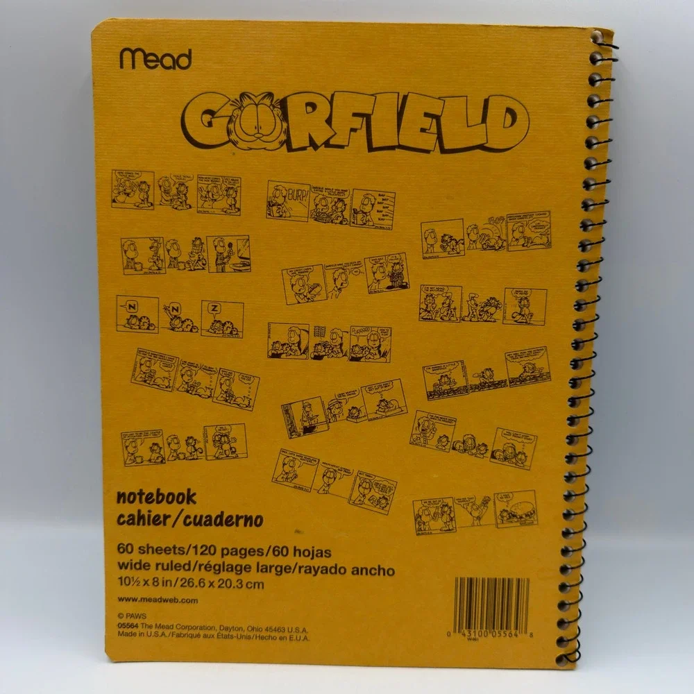 Vintage Mead Garfield Odie Spiral Notebook Don't Worry Be Stupid Wide Ruled